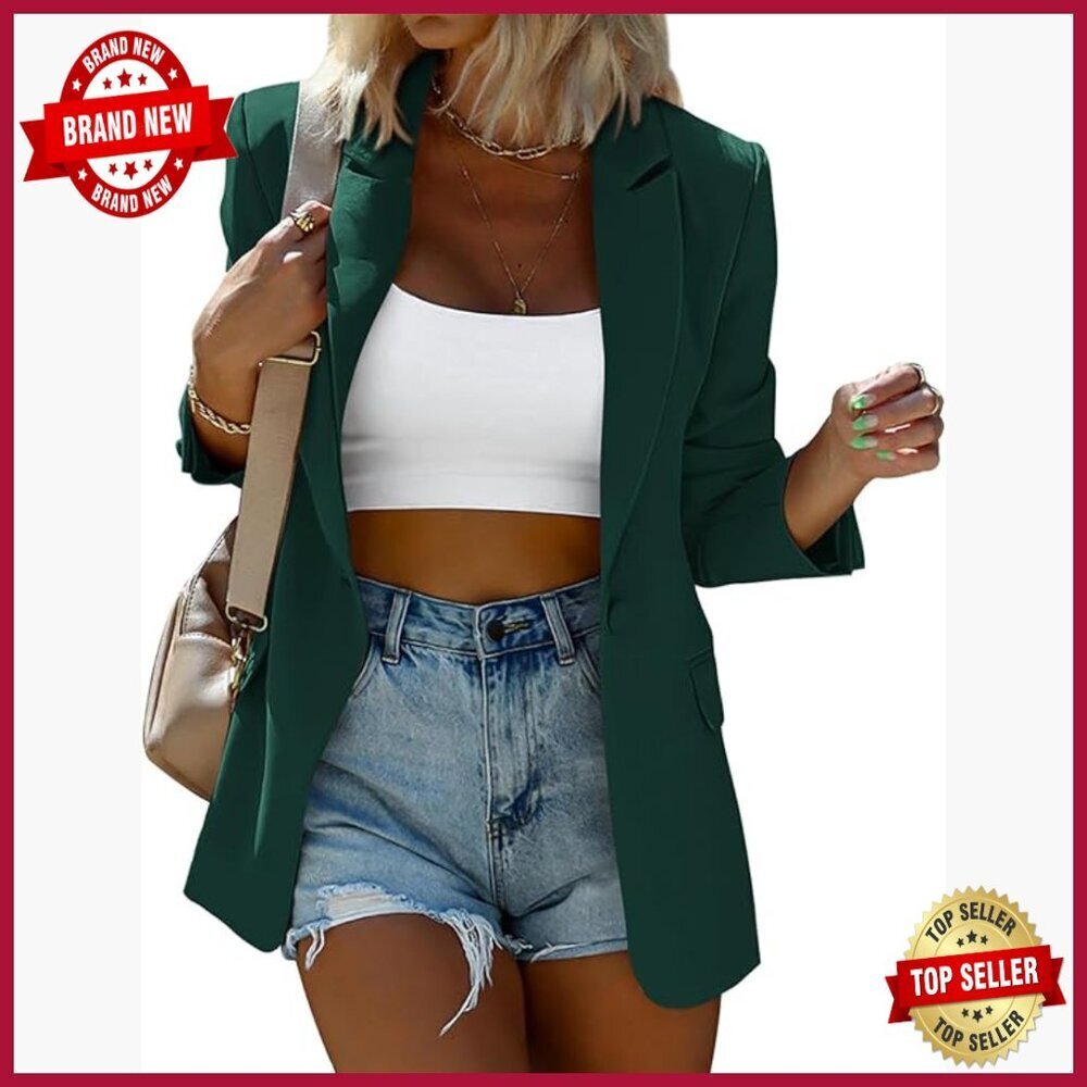 Oversized Twill Blazer with Padded Shoulders and Lined Interior for Work